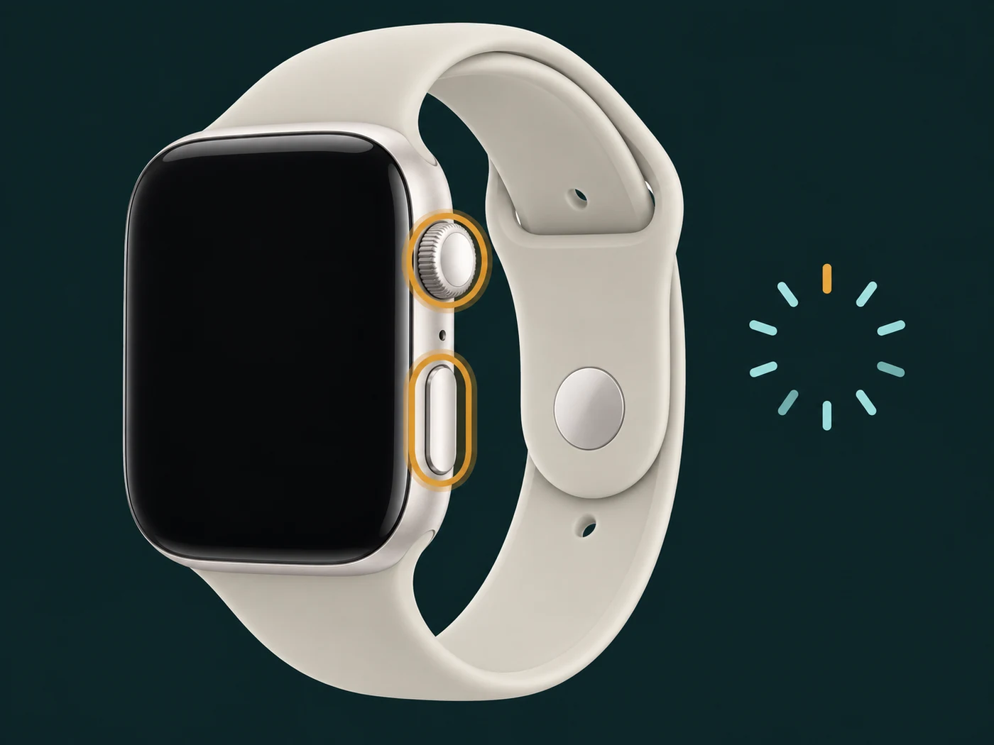 Apple Watch side view with the Digital Crown and side button highlighted together