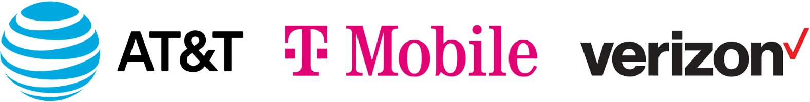 AT&T, T-Mobile, and Verizon logos